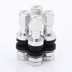 Aluminium Air Valves - Silver with Japan Racing Logo (set of 4)