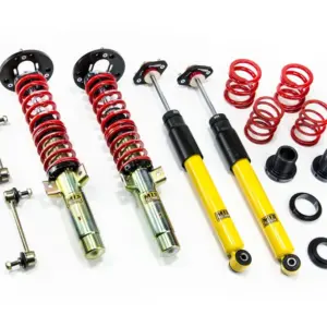 MTS Technik podesivi ovjes za BMW 3 Compact (E46) / BMW 3 Convertible (E46) / BMW 3 Coupe (E46) (s camber pločama sprijeda i straga) — spuštanje 40 - 90 mm / 20 - 80 mm, komplet uključuje stabilizatorske spojke