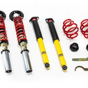 MTS Technik podesivi ovjes za BMW 3 Convertible (E30) / BMW 3 (E30) / BMW 3 Touring (E30) (s camber pločama sprijeda i straga) — spuštanje 25 - 90 mm / 10 - 60 mm, promjer amortizerske noge na prednjoj osovini 45 mm