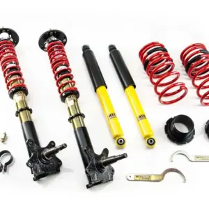 MTS Technik podesivi ovjes za BMW 1502-2002 Convertible (E10) / BMW 1502-2002 (E10) / BMW 1502-2002 Touring (E6) — spuštanje 30 - 50 mm / 25 - 45 mm, originalne prednje amortizerske noge potrebno je unaprijed poslati, promjer amortizerske noge na prednjoj osovini 45 mm